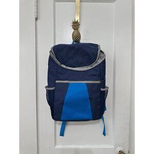Blue and gray insulated backpack